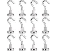 Ganci Magnetici, 12 Pezzi Extra Forti Neodimio Calamita con Gancio, 8KG Forza Rotondi Pesante Magnete Ganci, Staccabili, per Frigorifero da Cucina, Soffitto, porte, armadi, campeggio