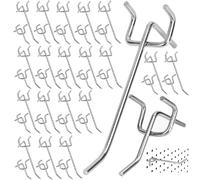 Ganci Pannello, Accessori per Pannelli Perforati, Forato Ganci in Metallo, 40PCS Tavole Fori Ganci Ganci da parete in acciaio perforato per mensola da garage