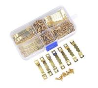 Ganci per Appendere Tele TIMESETL 100 Pezzi Gancio Foto per Cornice Oro, Ganci per Quadri Muro Aggancio Quadro con 200 Pezzi Viti per Gancio per Dente di Sega, Doppio Foro per Vite, Inossidabile
