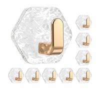 Ganci per asciugamani - Confezione da 10 pezzi, antiscivolo da parete per | Gancio esagonale autoadesivo in acrilico, impermeabile, senza foratura, per camera da letto, asciugamani, cappotti, cappelli