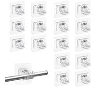 Ganci per Bastoni Tende, Ganci per Tende Senza Bucare- Set di 10 ganci adesivi robusti per tende, perfetti per finestra e interni, compatibili con bastone tenda, nessuna perforazione necessaria