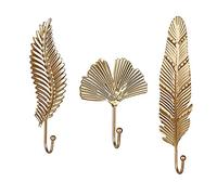 Ganci per Chiavi,3Pezzi Ganci Appendiabiti Le foglie Ganci da parete decorativi in ghisa per gancio da parete gancio per cappello in metallo gancio appendiabiti coat
