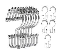 Ganci per doccia | 12 anelli Double Glide Liner, anelli da doccia antiruggine | 3,07 x 1,57 pollici con e protezione antigraffio per dormitorio, palestra, hotel, bagno, Sc