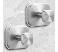 Ganci per doccia a forma quadrata, ganci a ventosa per bagno, cucina, finestra e porta in vetro, specchio, ganci rimovibili per asciugamani per bagno, confezione da 2 (argento)