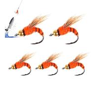 Ganci per esche artificiali, pesca a mosca secca,Kit di assortimento di mosche per la pesca a mosca - 5 pezzi esche da pesca ninfe a mosca secca/bagnata esche artificiali per tutte le persone
