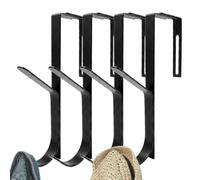 Ganci per il retro della porta - 4 pezzi regolabili in metallo resistente | Appendiabiti da porta con 2 ganci per cappotti, cappelli, sciarpe, borse, ghirlande, bagno, camera da letto, appartamento