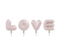 Ganci per lettere d'amore - 4 ganci adesivi senza tracciati senza traccia, ganci per asciugamani decorativi, dietro camera da letto, porte della cucina e del bagno, ganci per chiavi per borse del