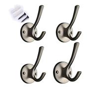 Ganci per Pannelli forati, 4 Pack Coat Hooks Wall Mount Heavy Duty Utility Retro Double for Hanging Coats,Hat, Towel, Key, Robe, Scarf, Bag, cap(Gray)