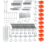 GANCI PER PANNELLO FORATO 144PCS - ASSORTIMENTO PER ORGANIZZAZIONE STRUMENTI E A