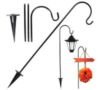 Ganci per pastori per esterni, Gancio per pastori 6x29 pollici con base a cono appuntito, Supporto per piante sospese riutilizzabile impermeabile per vasi di fiori Luci solari, Nero, Supporto per p