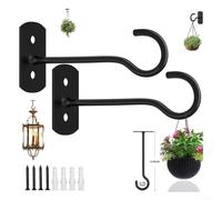 Ganci per piante per cesti appesi, confezione da 2, ganci a vite da 15,2 cm, per esterni, soffitto o parete, per vasi da fiori, campanelli a vento, casetta per uccelli (nero 15,2 cm)