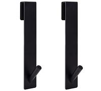 Ganci per Porta Doccia, Asciugamani Bagno Gancio in Acciaio Inox, Ganci sopra Porta Appendiabiti a Parete Senza Foratura per Box Doccia in Vetro Senza Cornice, Nero (2 Pezzi)