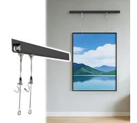 ganci per quadri Binario per appendere quadri con puleggia mobile, kit di appensione a muro con ganci per esposizioni, binario galleria per musei(Black 40" Rail,9.8'/3m Cord)