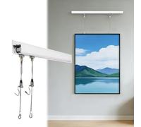 ganci per quadri Binario per appendere quadri con puleggia mobile, kit di appensione a muro con ganci per esposizioni, binario galleria per musei(White 60" Rail,6.5′/2m Cord)