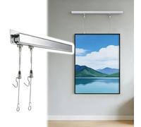 ganci per quadri Binario per appendere quadri con puleggia mobile, kit di appensione a muro con ganci per esposizioni, binario galleria per musei(Silver 60" Rail,3.3'/1m Cord)