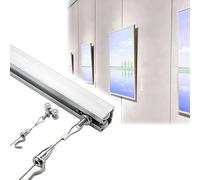 ganci per quadri Binario sospensione arte murale discreto bianco/nero, binari quadri ufficio & museo, supporto cornici foto casa(Silver 60" Rail,3.3'/1m Cord)