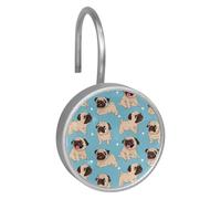Ganci per tenda da doccia a forma di cane, resistenti alla ruggine, ganci per doccia in vetro cristallo per bagno, anelli da doccia scorrevoli per tenda da doccia, fodera, asta, confezione da 12