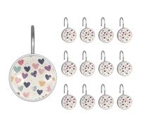 Ganci per tenda da doccia a forma di cuori color pastello, antiruggine, in acciaio inox, per tende da bagno, confezione da 12