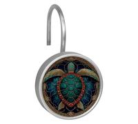 Ganci per tenda da doccia a forma di tartaruga marina, resistenti alla ruggine, ganci per doccia in vetro cristallo per bagno, anelli da doccia scorrevoli per tenda da doccia, fodera, asta, confezione