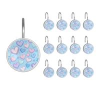 Ganci per tenda da doccia con cuori pastello per San Valentino, 12 ganci per tenda da doccia in acciaio inox, anelli per tende da bagno e camera da letto