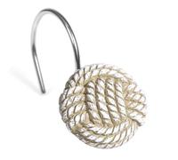 Ganci per tenda da doccia in stile bohémien: anelli per tenda da doccia con nodo in corda da fattoria, graziosi ganci decorativi neutri per tenda da doccia per spiaggia, mare, oceano, costiero,