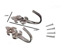 Ganci Per Tende Con Fiocco Fleur De Lys Cromo 80Mm + Viti - 10 Coppie