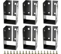 Ganci per travi nascosti per pergola e recinzione, staffe di supporto per travi in acciaio resistente, connettori neri per lavorazione del legno con viti, confezione da 6