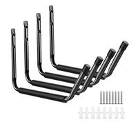 Ganci resistenti da appendere a parete, per canoa, pedane, scale, sedie pieghevoli, tubo, biciclette e attrezzi (confezione da 4), colore nero