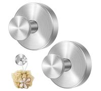 Ganci senza trapano, 2 PCS 2025 ganci a ventosa aggiornati, ganci a ventosa in acciaio inox per doccia, bagno, asciugamani da appendere, montaggio su porte di vetro della doccia, piastrelle (argento)