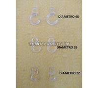 Ganci Trasparenti con Occhiello per Anelli Tenda - Set 20 Pezzi - Diametro: 22