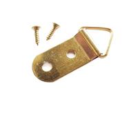 Ganci triangolari in metallo per quadri, Ganci triangolari con anello a D for appendere cornici con viti, dimensioni multiple dorate(D 15x40mm)
