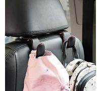 Ganci universali per auto per sedile posteriore del veicolo, gancio per poggiatesta in microfibra in pelle e acciaio inox, per borse, stoffa, bevande, drogheria (nero rosso)