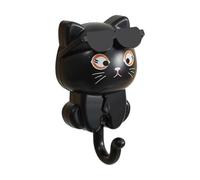 Ganci Ventosa Bagno Ganci per gatti per cappotti con portachiavi a forma di gatto di lunga durata | Gancio chiavi a forma gatto carino con occhiali da sole cappotti da parete ( Black, 8. 5x4. 5cm)