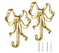Ganci vintage per soggiorno e bagno, ganci da parete con fiocco, in ottone, eleganti, grandi 95 mm, piccoli 65 mm, set da 2