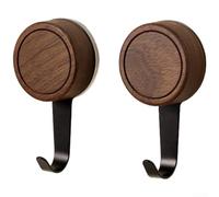 Gancio a ventosa in legno di noce con supporto in acciaio inox, senza bisogno di fori, per appendere asciugamani, giacche e accessori in varie stanze (2)