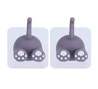 Gancio a ventosa per coda di animale, confezione da 2 ganci da parete carini senza punzonatura per piastrelle in vetro ceramico opaco, marmo, metallo, nessun danno, ganci adesivi (Lilla (Link per