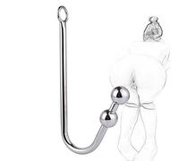 Gancio anale Plug anale Sfera anale in metallo Gancio anale Plug anale Butt plug con 2 sfere SM Bondage Asslock Buttpluck Prostata Dilatatore vaginale Giocattolo anale per uomini Donne Coppie