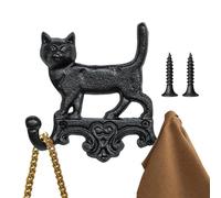 Gancio Appendiabiti Per Gatti - 16x15,5x4 Cm Simpatico Portamonete Con Cappello In Ferro, Portamonete In Ferro Vintage | Ganci A Doppia Parete Con Baffo Giocoso Per Cappello, Portachiavi, Borsa, Vesti