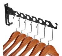 Gancio Appendiabiti Pieghevole Nero, 31 cm Ganci Appendiabiti da Parete Pieghevole, Appendino da Muro, Stendibiancheria da Parete Richiudibile, Appendini da Muro con 6 Fori per Asta Asciugatrice