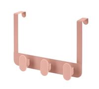 Gancio Bagno Triplo Multiuso Rettangolare In Acciaio E Plastica Rosa Appendi-Asciugamani E Accappatoio - Linea Fiore