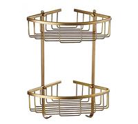 Gancio ， Cestelli portaoggetti for bagno in ottone Portaoggetti for bagno Scaffali angolari in bronzo antico Scaffale for doccia a 2 livelli Porta shampoo for doccia con gemma Porta shampoo Organizzat