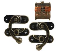 Gancio con gancio in - chiusuraa scrocco anticata in 2 pezzi | Mini chiusuraretrò in rame, braccio oscillante sinistro e destro, serratura a scatola vintage per gioielli, attrezzi, valigia, c