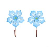 Gancio da parete in metallo, a forma di fiore, 14,5 cm, colore blu | Materiale in ferro, laccato, design floreale, elegante e accattivante, decorazione per il soggiorno