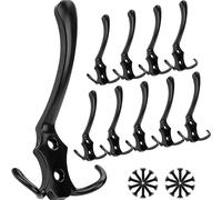 Gancio da Parete Set 10 Pack Nero Doppio Gancio per Gestione Efficiente dello Sp