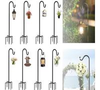 Gancio Da Pastore Per Esterni,Asta Da Giardino Regolabile In Metallo,Ganci Da Pastore Da Giardino,8 Pcs Altezza 120 Cm, 5 Robuste Basi, per appendere piante, lanterne, luci, decorazione per matrimoni