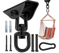 Gancio da soffitto resistente, girevole a 360°, nero, gancio pesante per acciaio inossidabile 304, gancio girevole per amaca per soffitto, veranda in legno, palestra, yoga, gancio per sospensione…