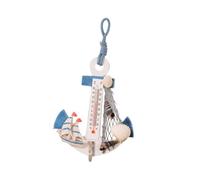 Gancio Decorativo a Forma di Ancora con Termometro, Stile Mare in Legno | Interni ed Esterni, Conchiglie e Rete, Sfondo Fotografico, per Amici e Casa Stile Casuale