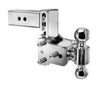 Gancio di Traino, Ganci di traino cromati regolabili con attacco a sfera for ricevitore da 2,5", doppia sfera (2" x 2-5/16")