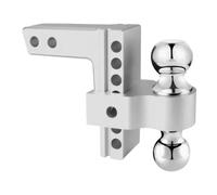 Gancio di traino regolabile, altezza/altezza di 6 pollici, in lega di alluminio for impieghi gravosi, a doppia sfera, for ricevitore da 2 pollici Elevata capacità di traino(Silver)