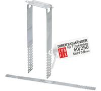 Gancio diretto 60/250 mm per cartongesso, staffa soffitto CD 60/27, supporto profilo, gancio a U acciaio 0,8 mm, montaggio preciso, 1 pezzo, Lun Fix